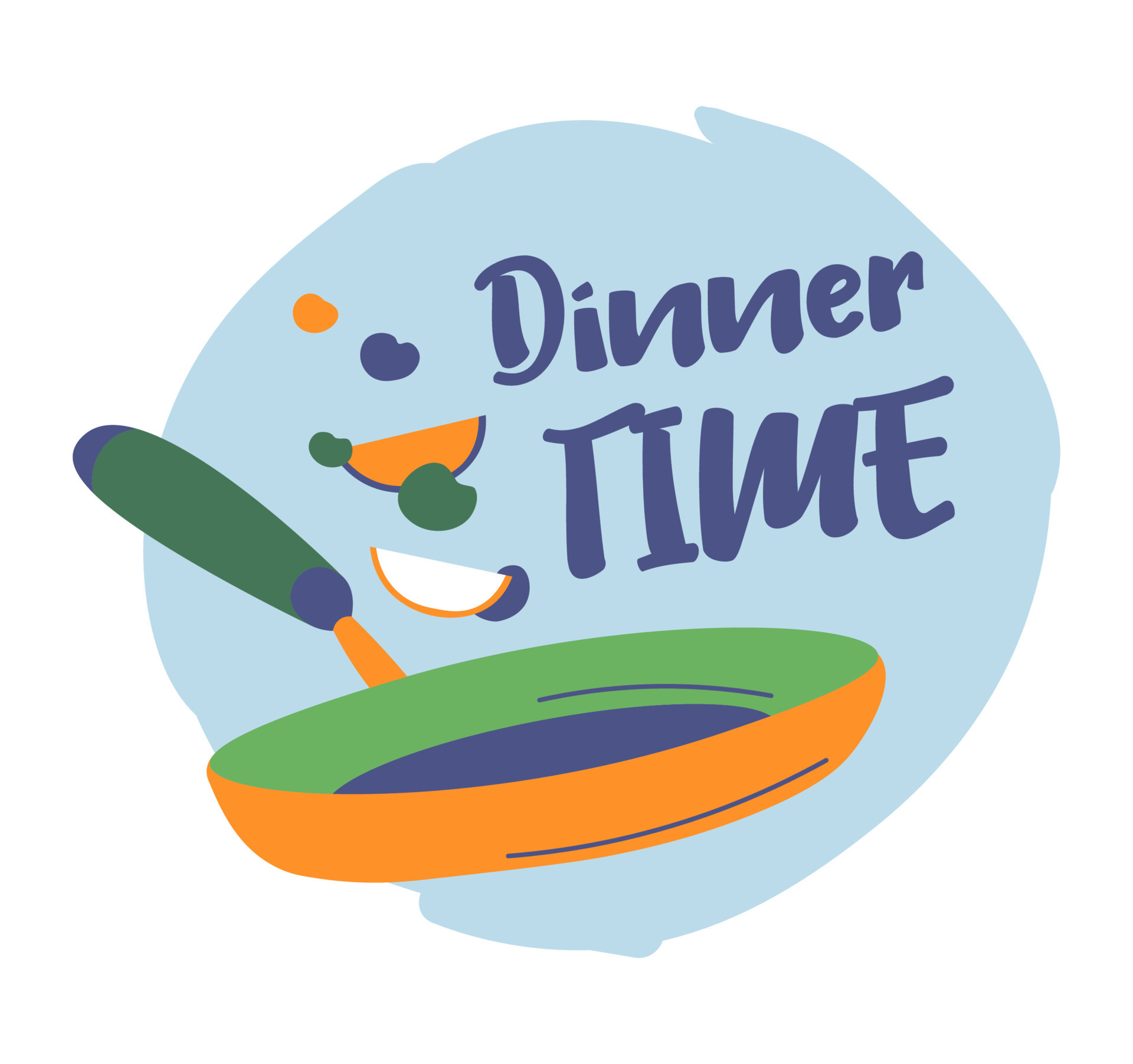 Dinner time, cooking meal frying on pan vector 17519812 Vector Art at