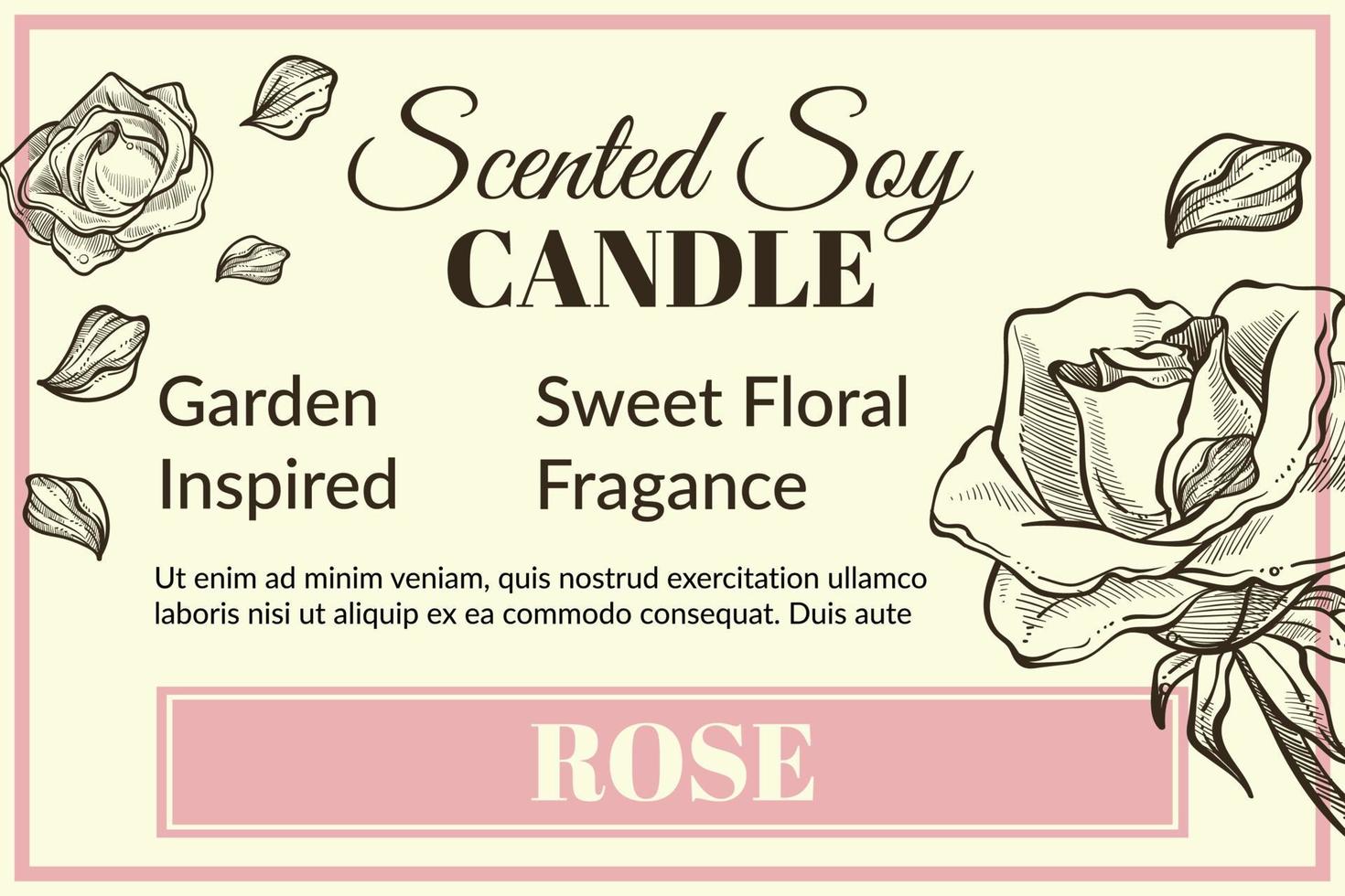 vela de soja perfumada con pancarta de fragancia de rosas vector