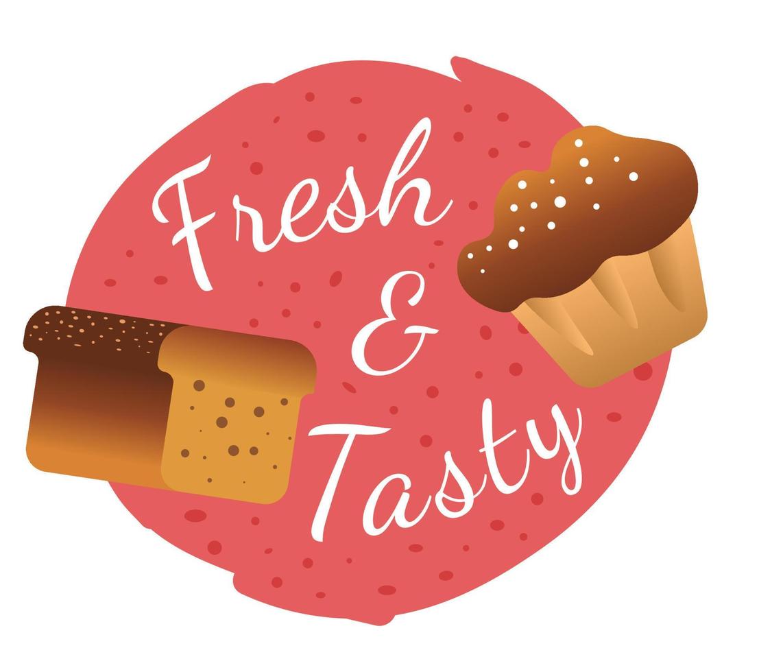 Fresh and tasty bread and bakery shop products vector