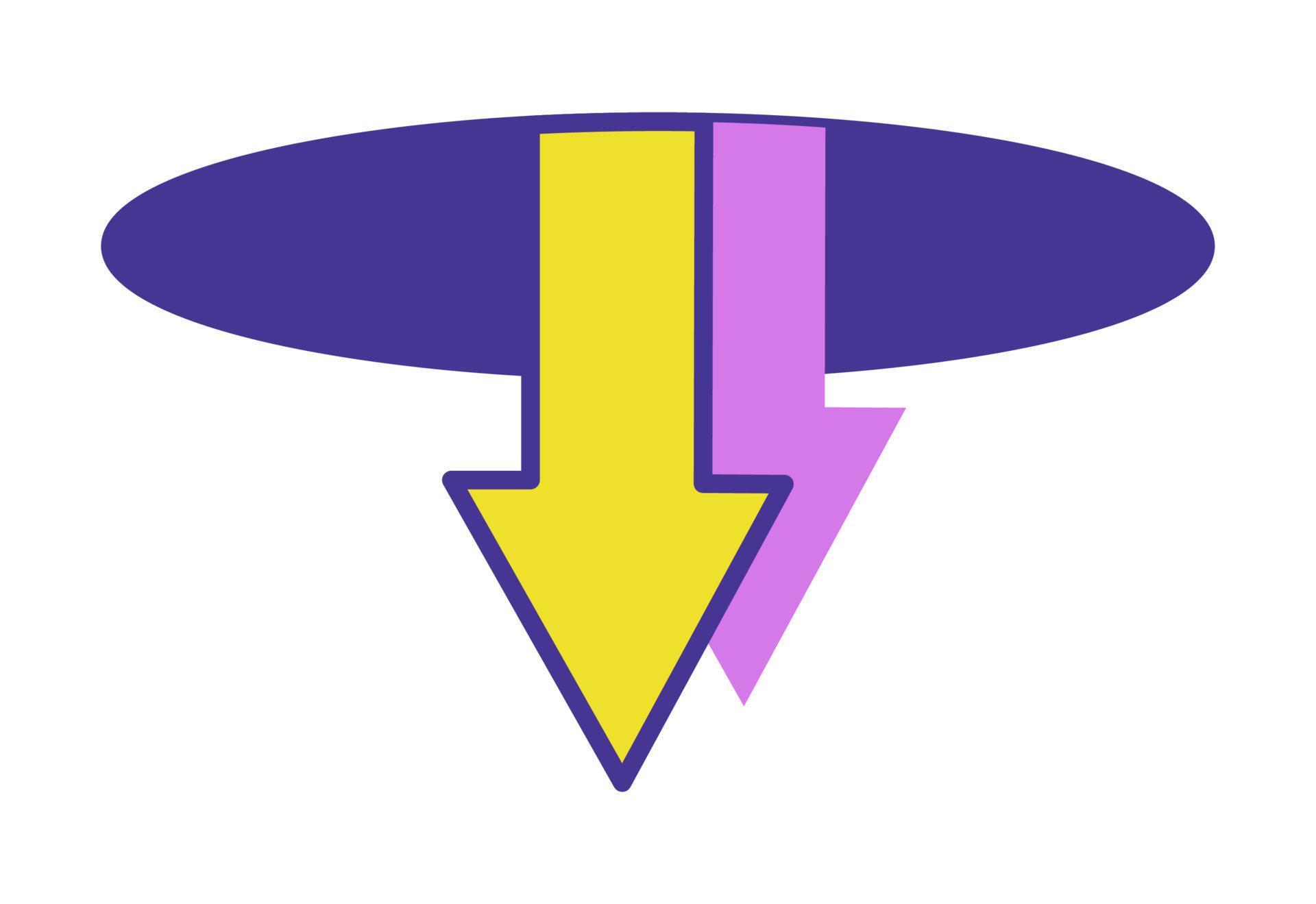 Circle with arrows pointing down, recession 17519868 Vector Art at Vecteezy