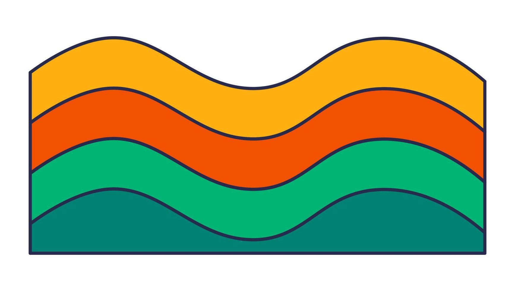 Colorful waves or rainbow curves, sticker icon vector