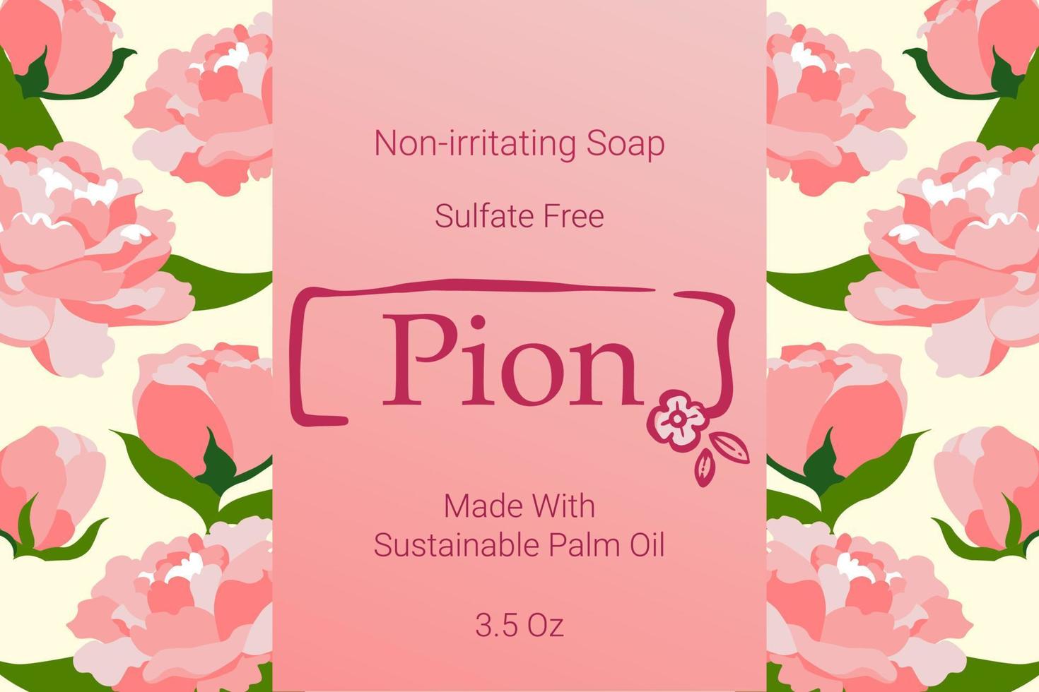 Non irritating soap sulfate free, aroma of pion vector