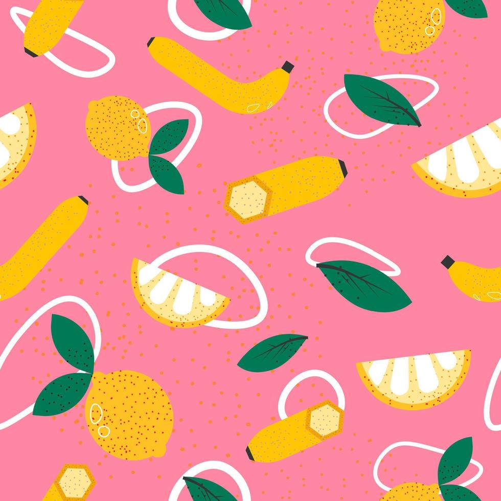 Exotic and tropical fruits seamless pattern print vector