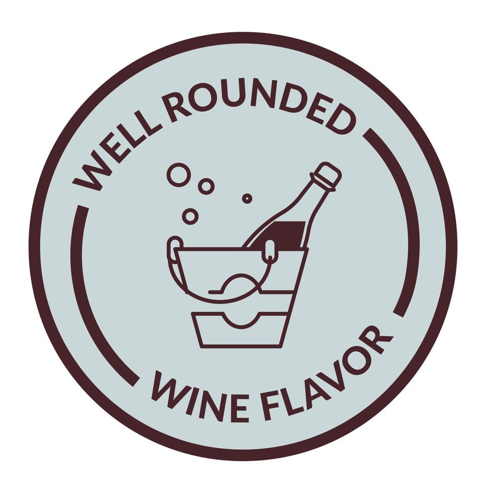 Well rounded wine flavor, emblem for packages vector