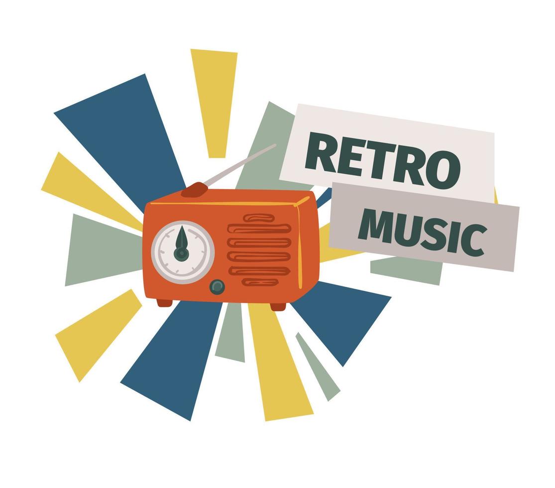 Retro music, magneto phone with songs playing vector