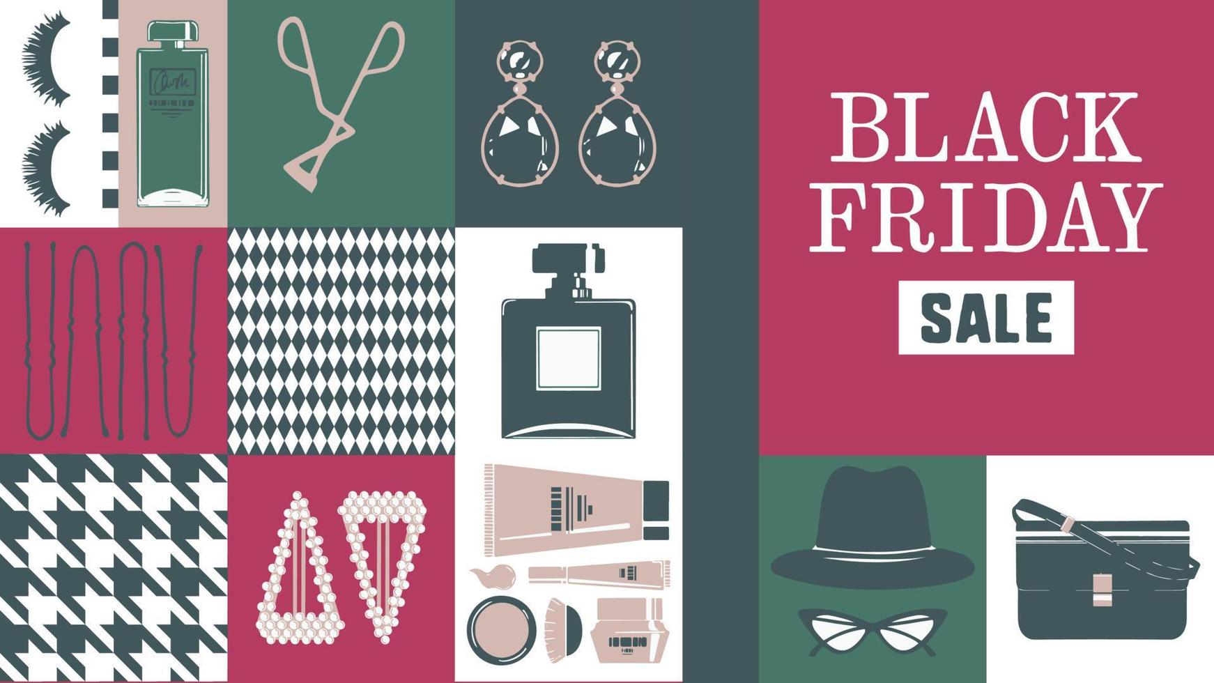 Accessories sale and discounts on Black Friday vector