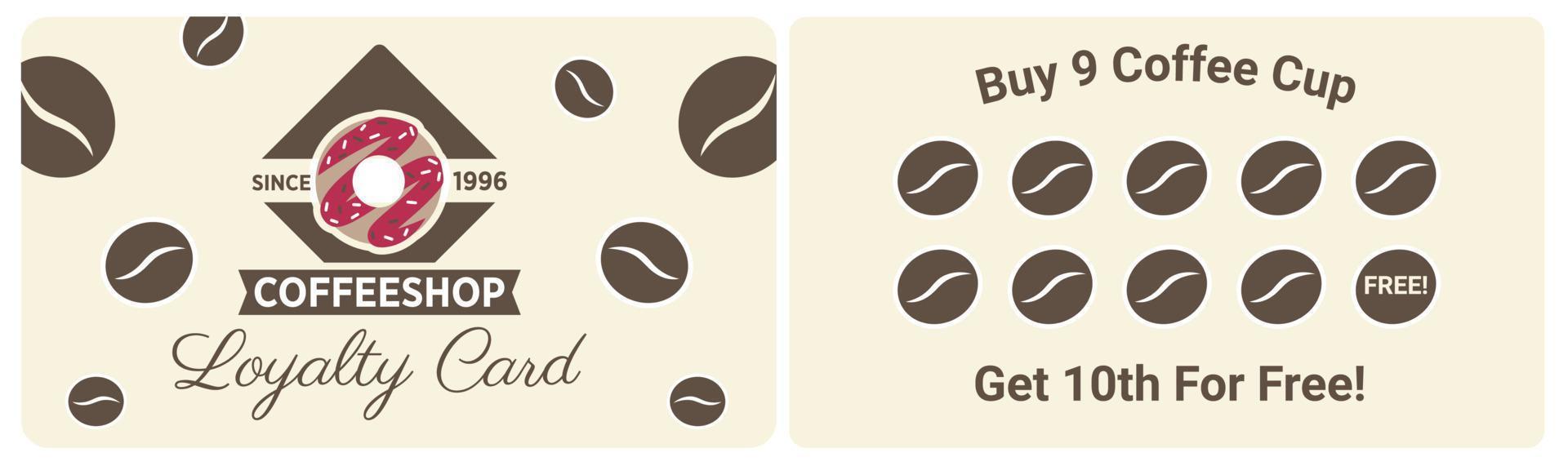 Loyalty card coffee shop, clients discounts offer vector