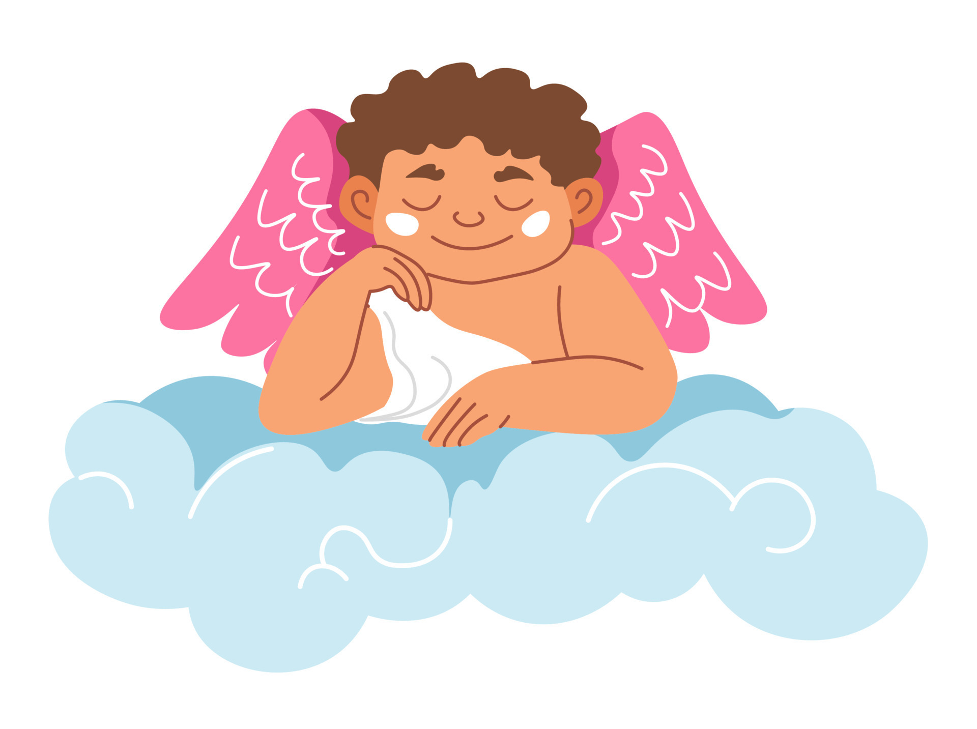 Kid angel with wings sitting on cloud in haven 17519985 Vector Art at