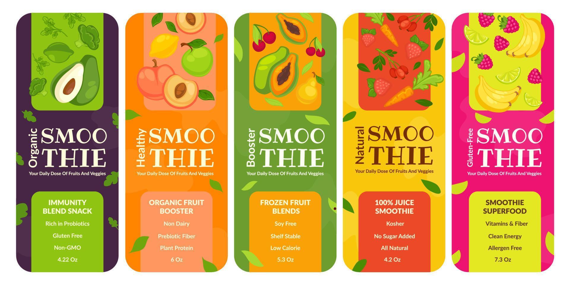 conjunto de diseño de etiqueta de empaque para bebida de batido vector