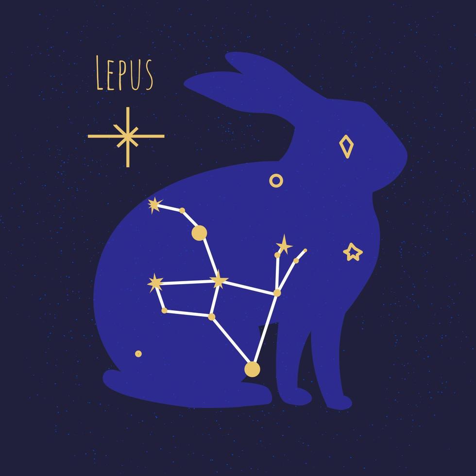 Constellation of lepus, star forming rabbit shape vector