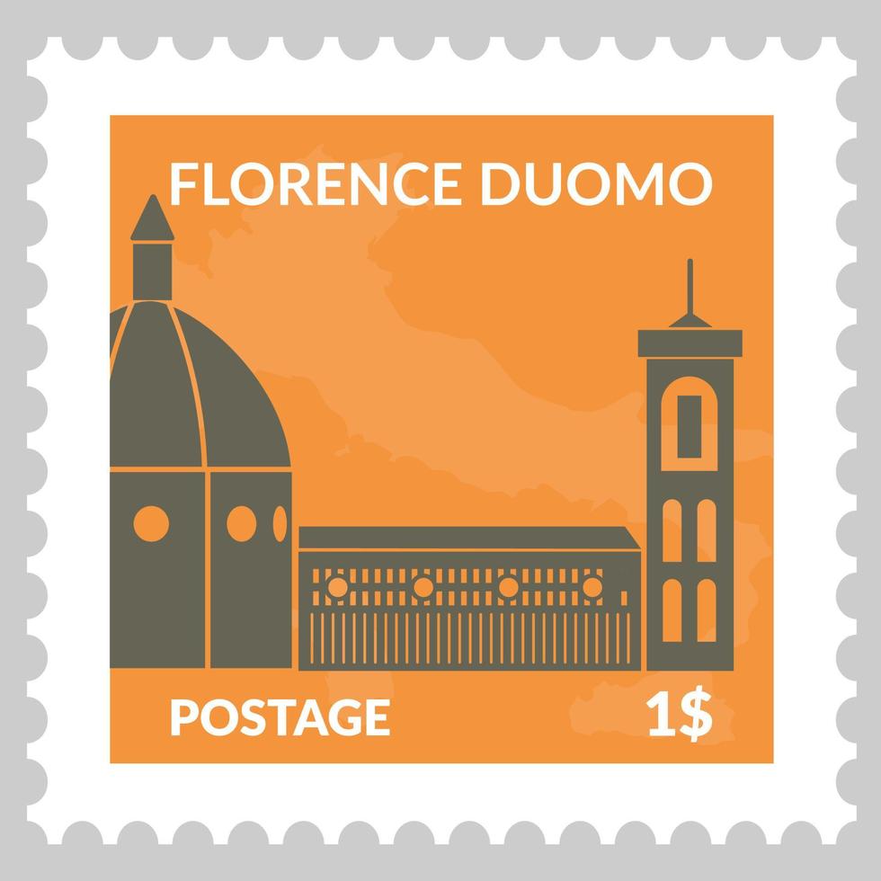 tarjeta postal del duomo de florencia o precio de marca, vector