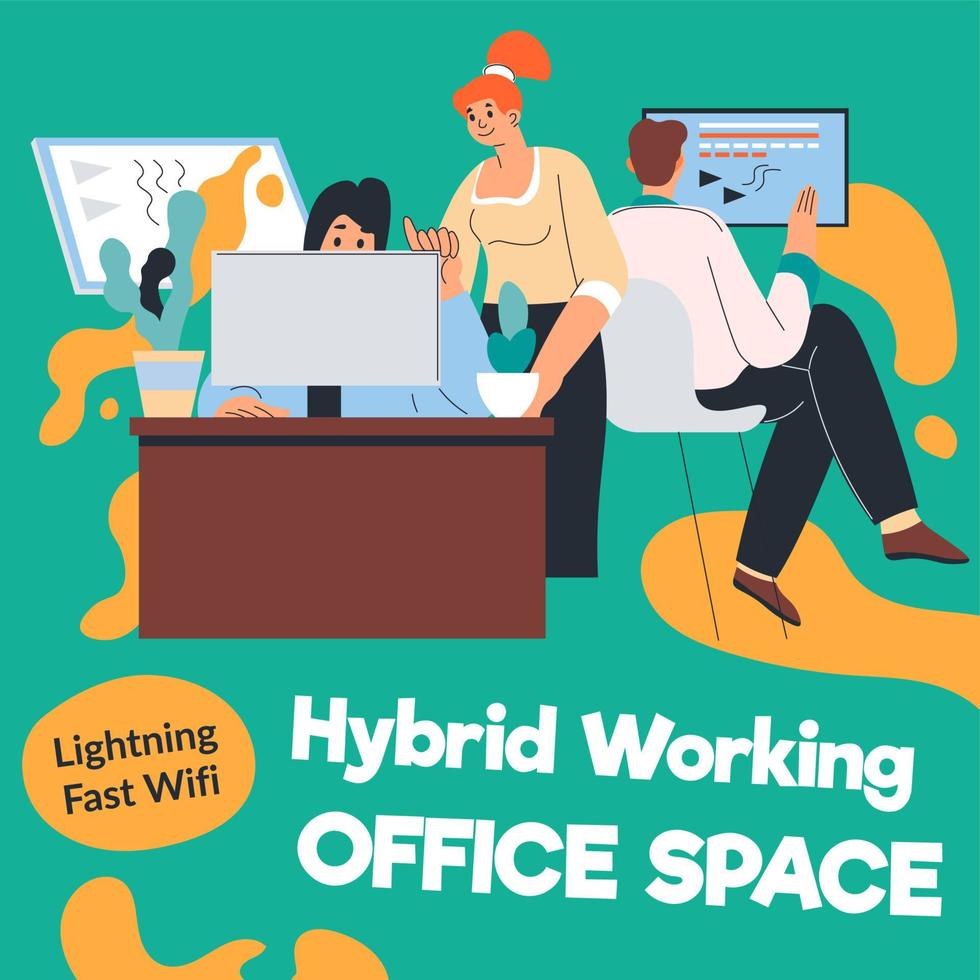 Hybrid working space, lightning fast wifi vector