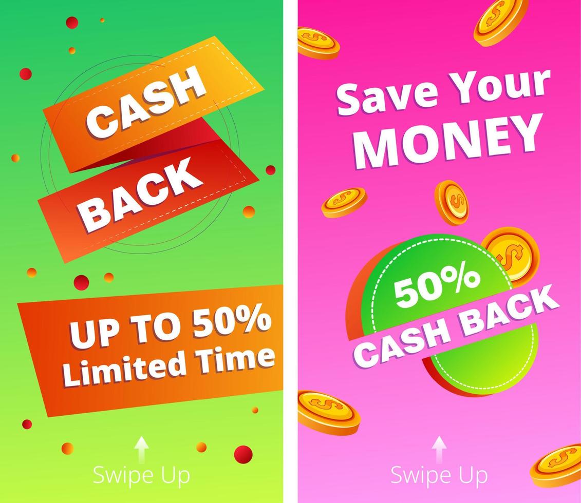 Cash back, save your money, limited time offer vector