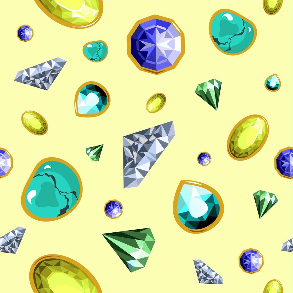 Precious stones and gems, brilliants patterns vector