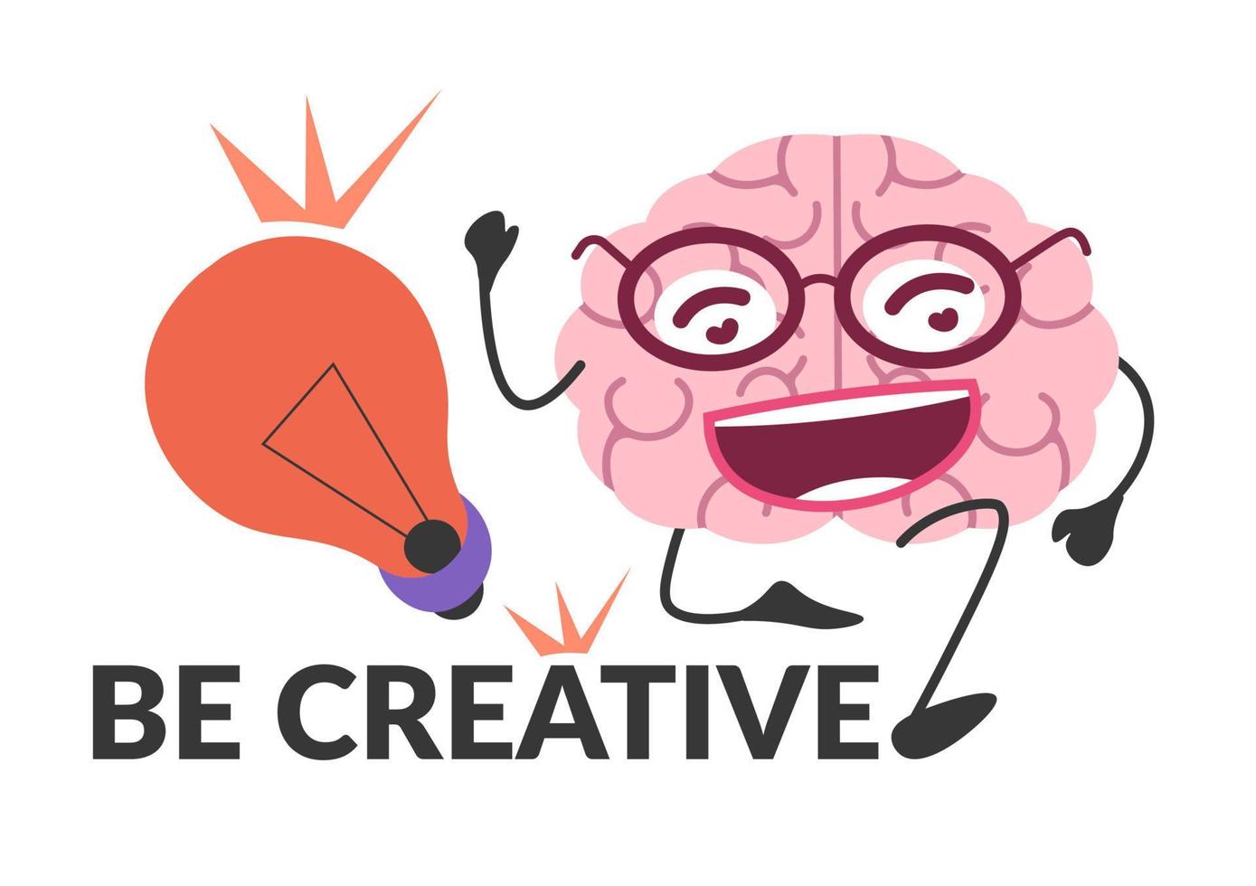 Be creative brain with innovative idea light bulb vector