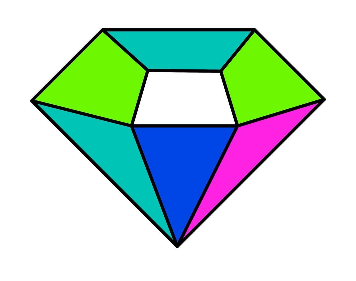 brillante o diamante con facetas, piedra preciosa vector