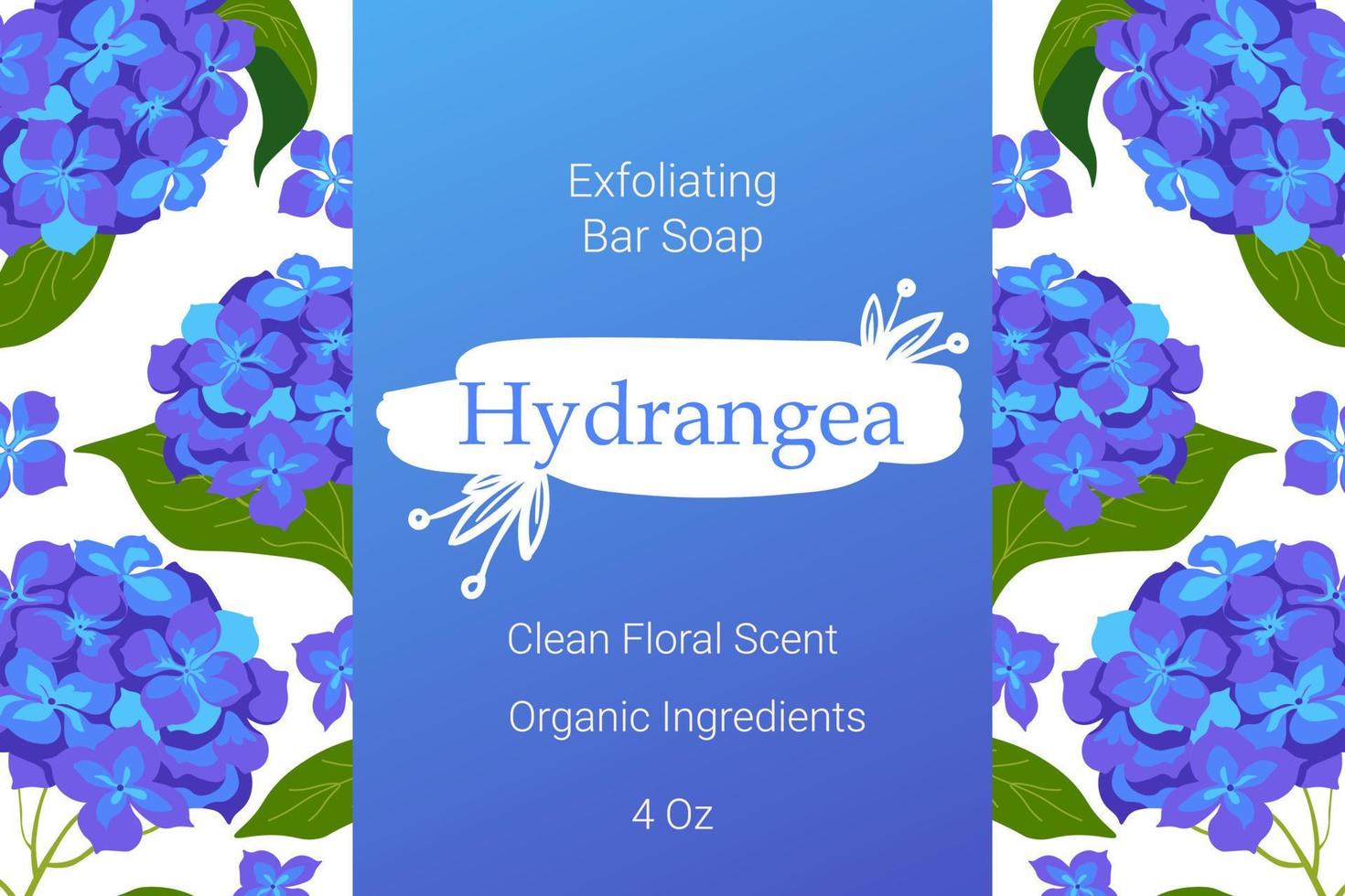 Hydrangea exfoliating bar soap emblem banners vector