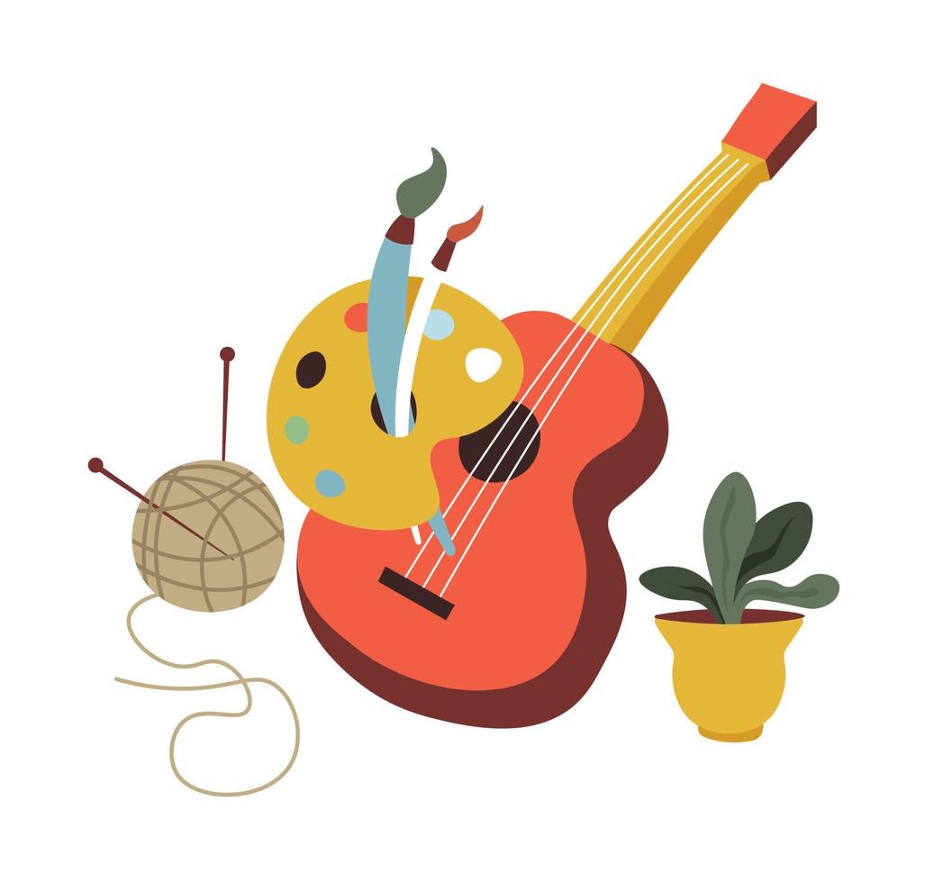 Hobby and art creative leisure, music and drawing vector