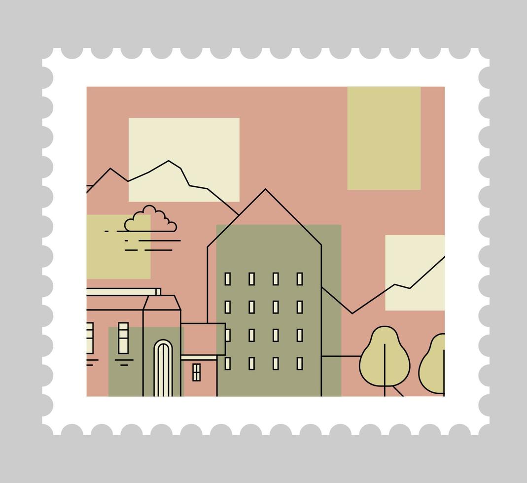 Architecture of Italy on postcard or postmark vector