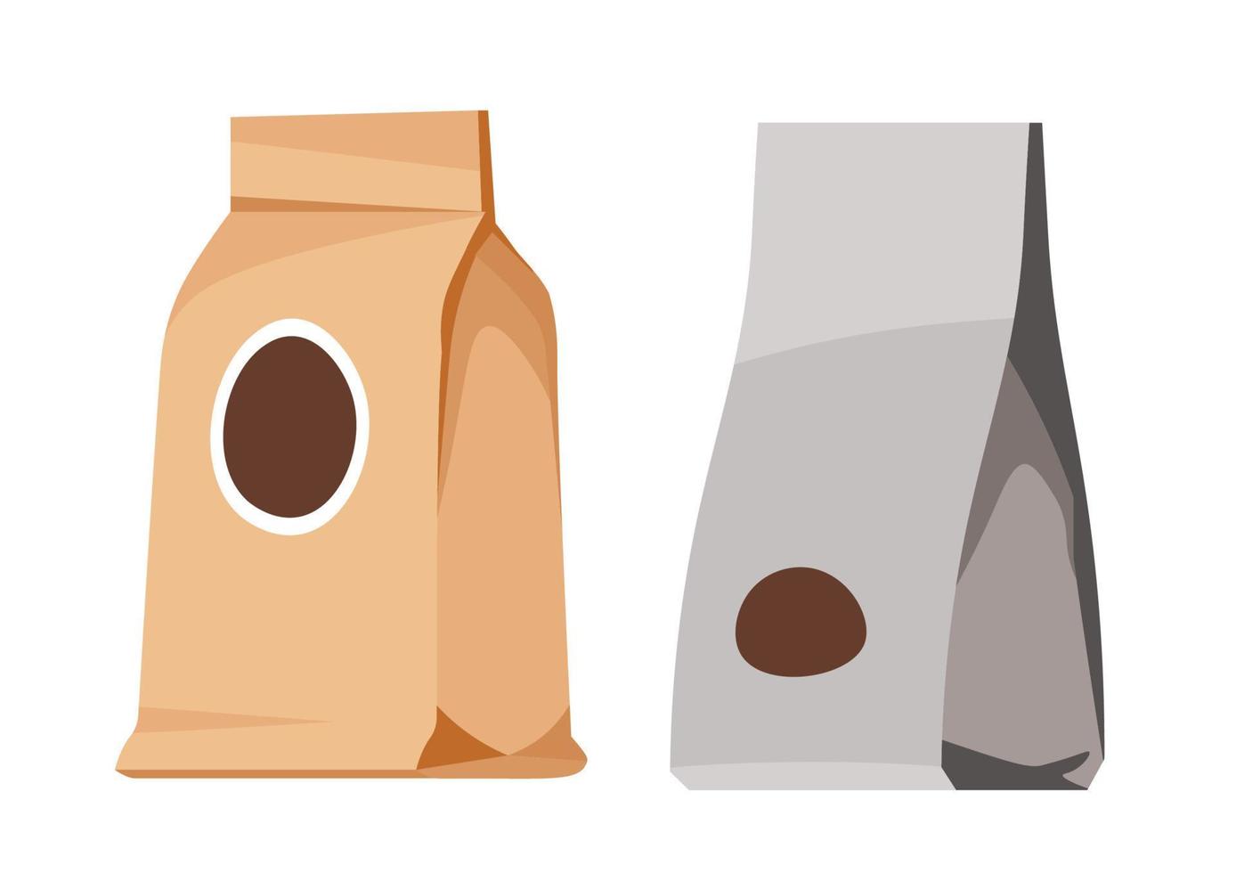 Packages of freshly ground coffee, shop selling vector