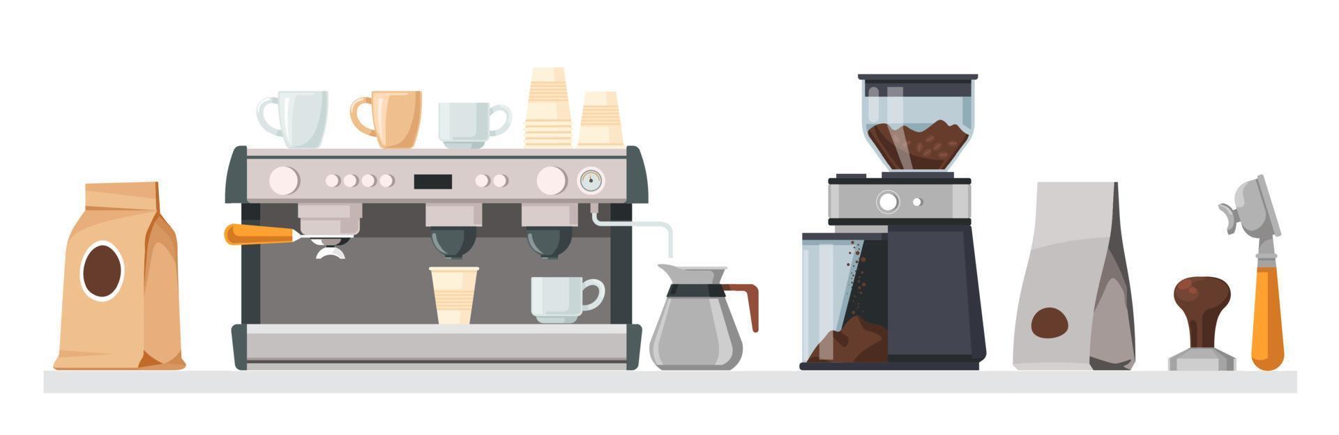 Coffee appliances and equipment for brewing vector