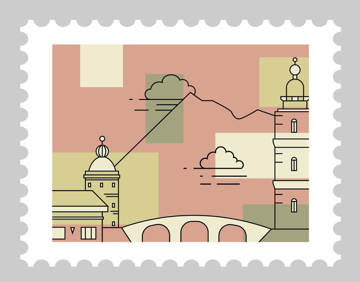 Italian landscape with architecture, poscards vector