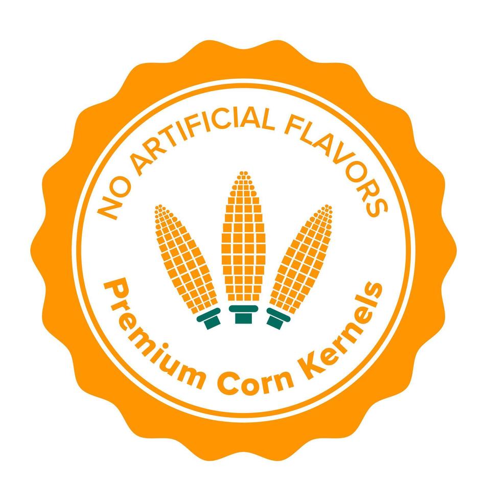 etiquetas de granos de palomitas de maíz orgánicos saludables no transgénicos vector