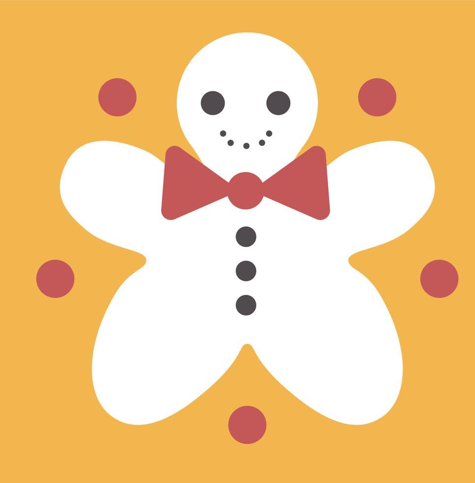 Snowman character, winter cookie personage vector