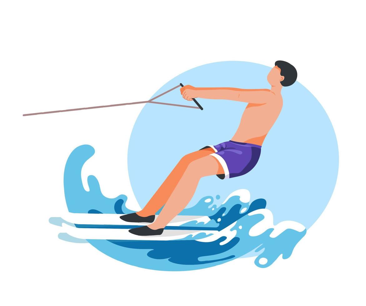 Wake skating or water skiing summer activities vector