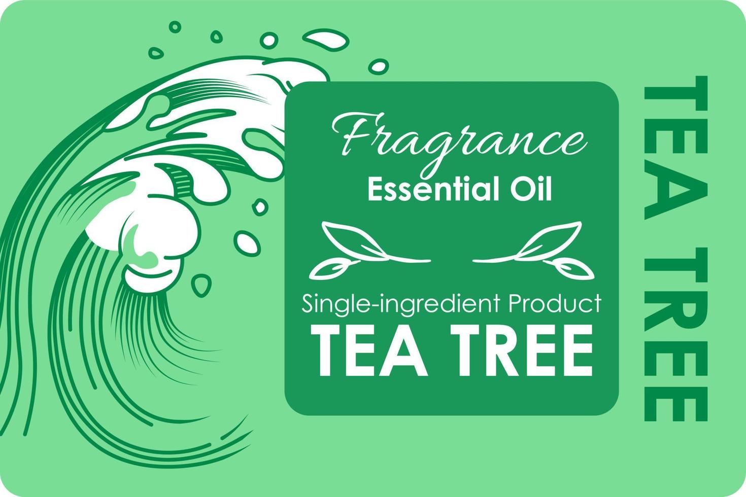 fragancia de árbol de té, etiqueta o pegatina de aceite esencial vector