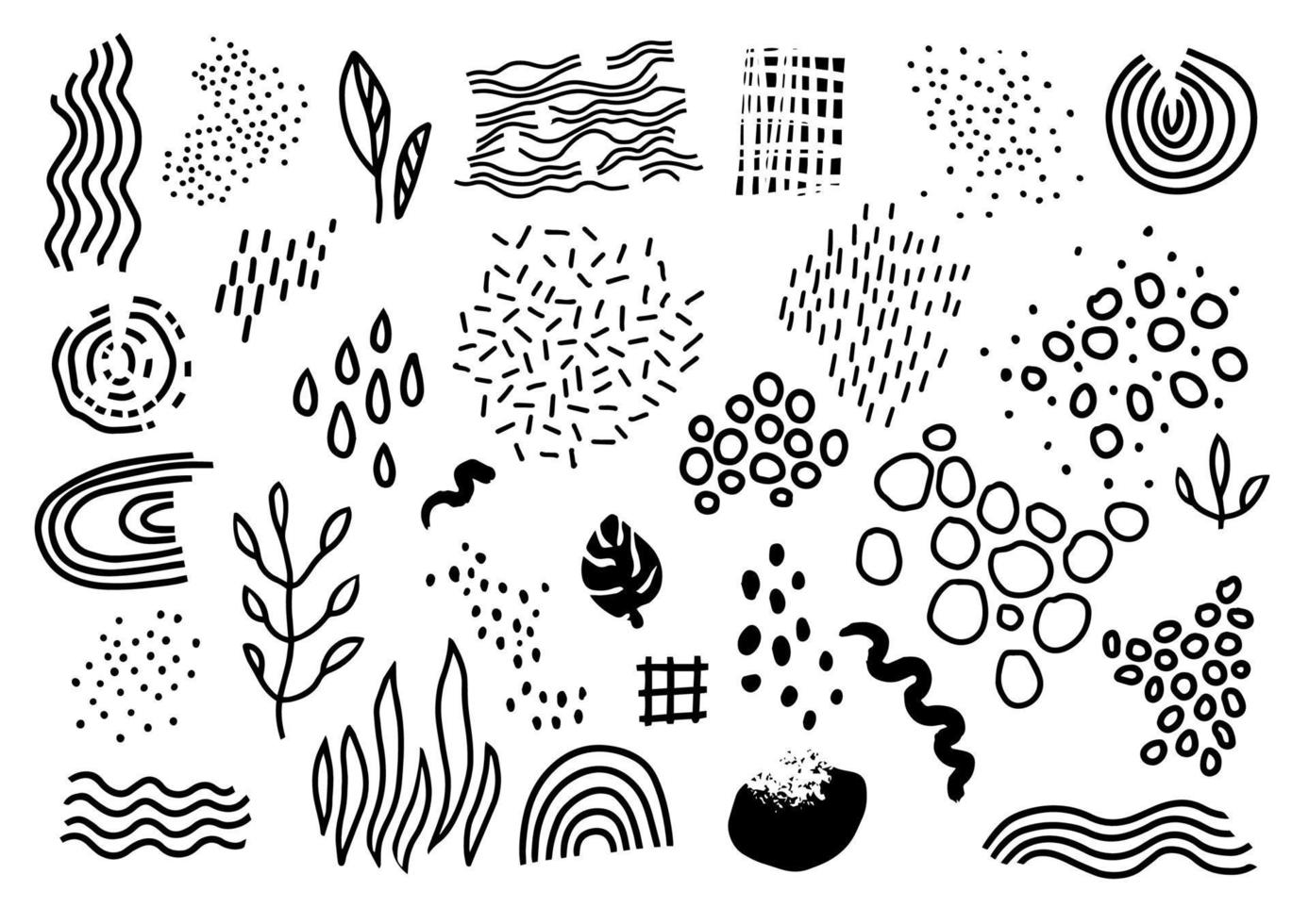 Flora and drops, abstract drawing and circles vector