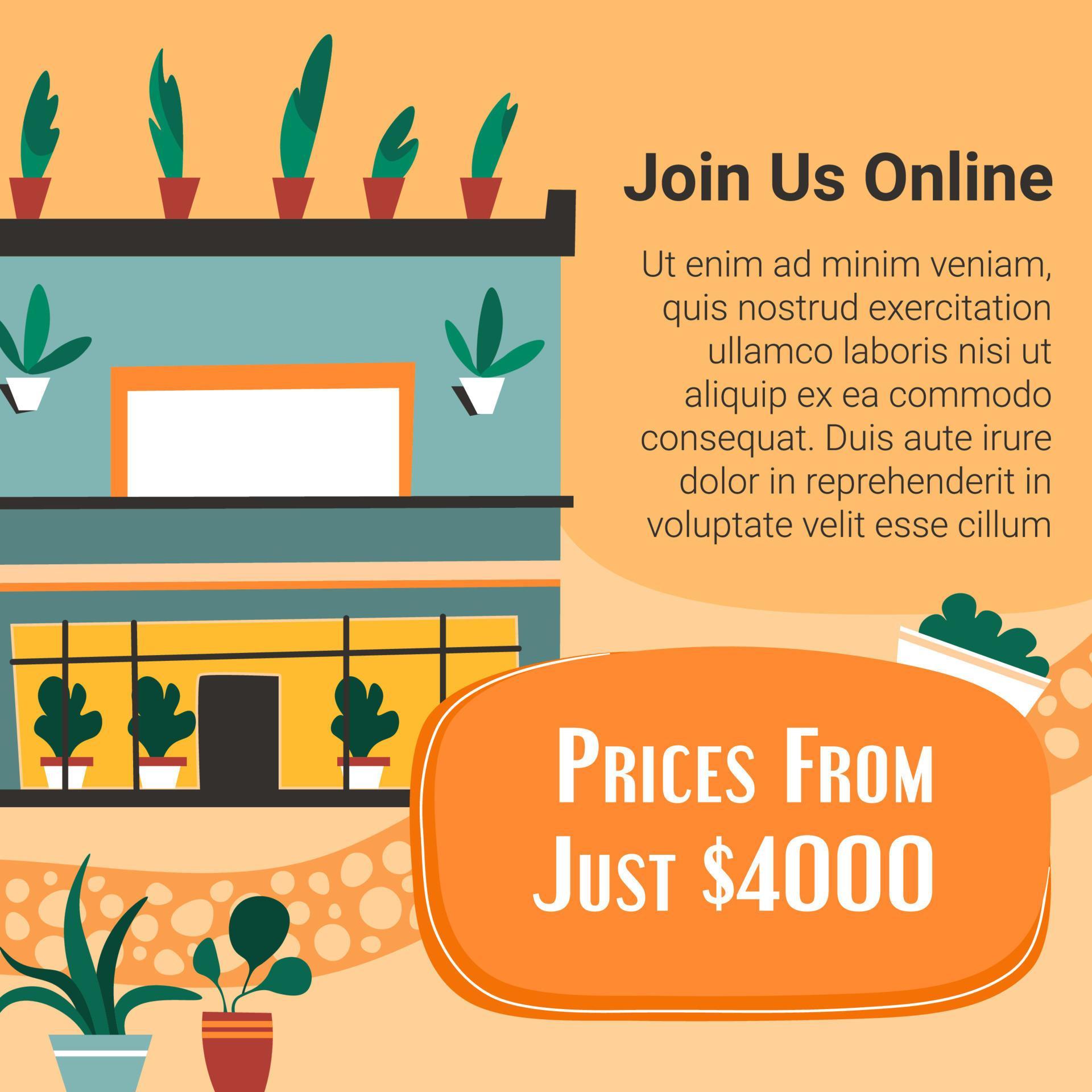 Join us online, florist shop with discounts banner 17520251 Vector Art