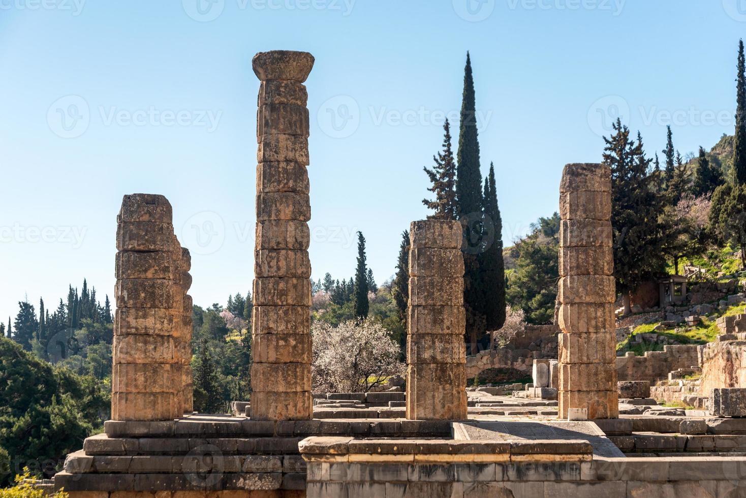 ancient architecture with columns in greece photo