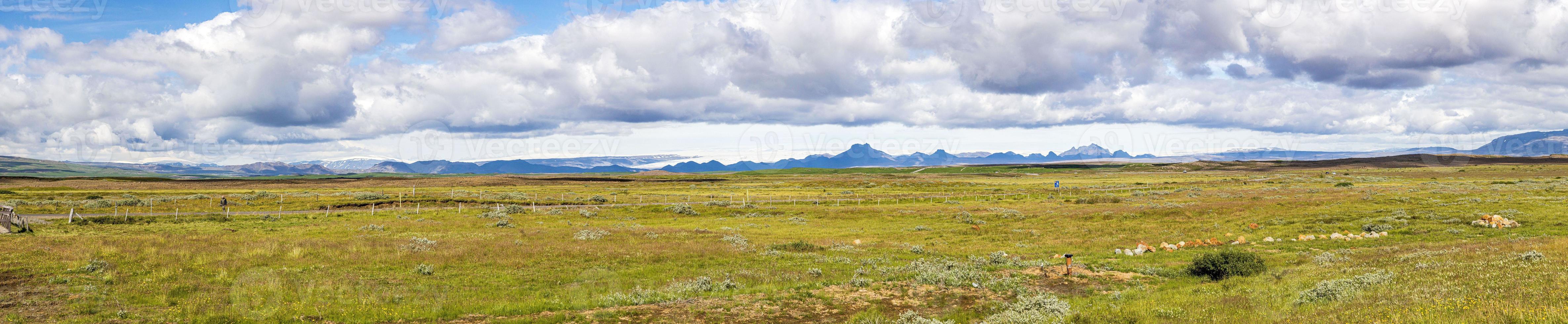 Panoramic view about wide southern Iceland veld in summer photo