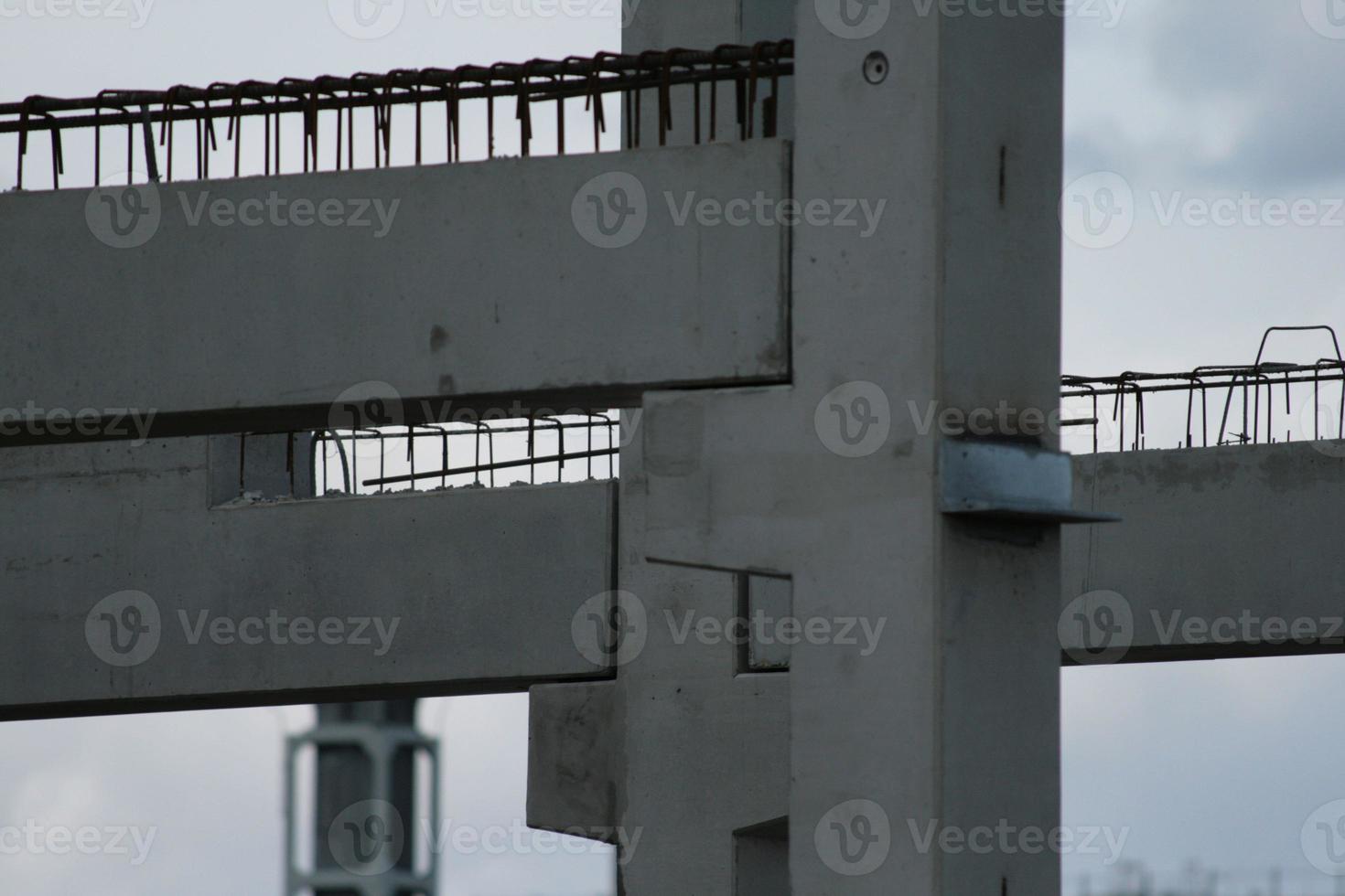 Precast concrete elements on construction site photo