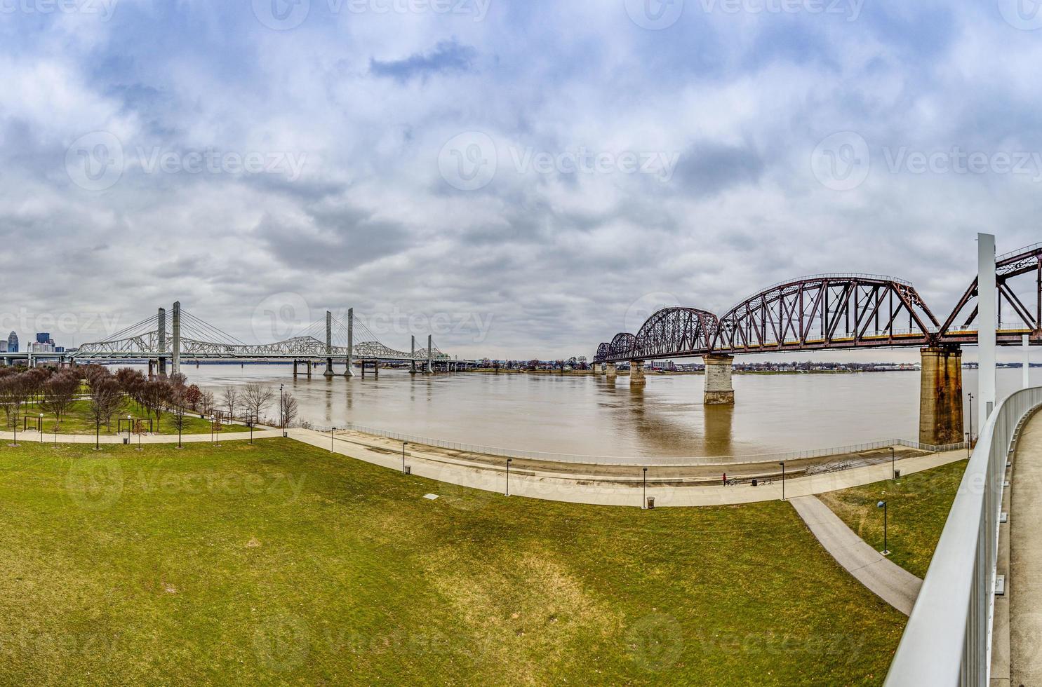 View on Big Four Bridge and Ohio river in Louisville at daytime in spring photo