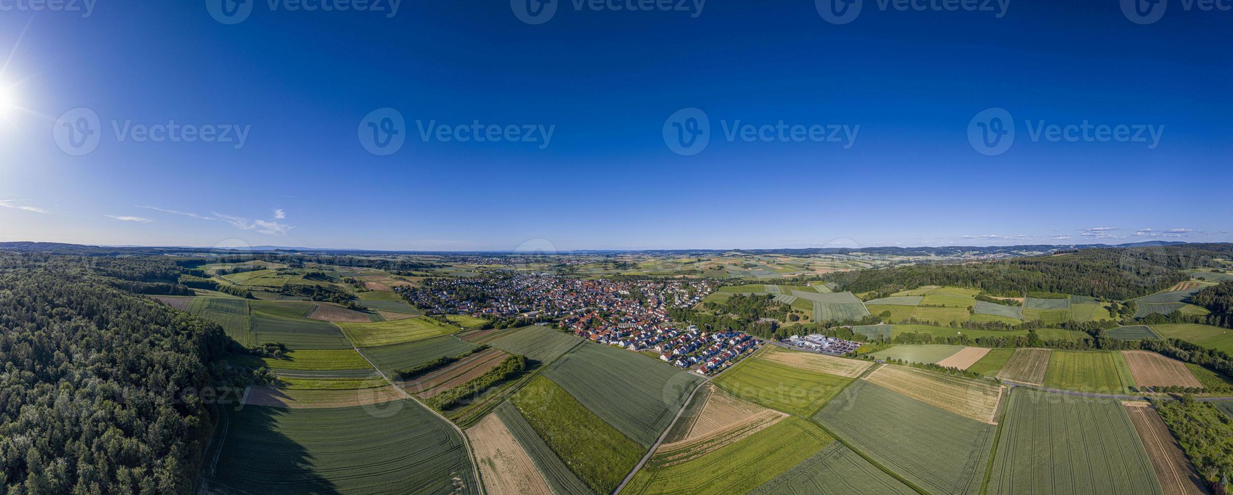 Aerial view to the German village of Gross Bieberau in Odenwald region in Hessen in spring photo