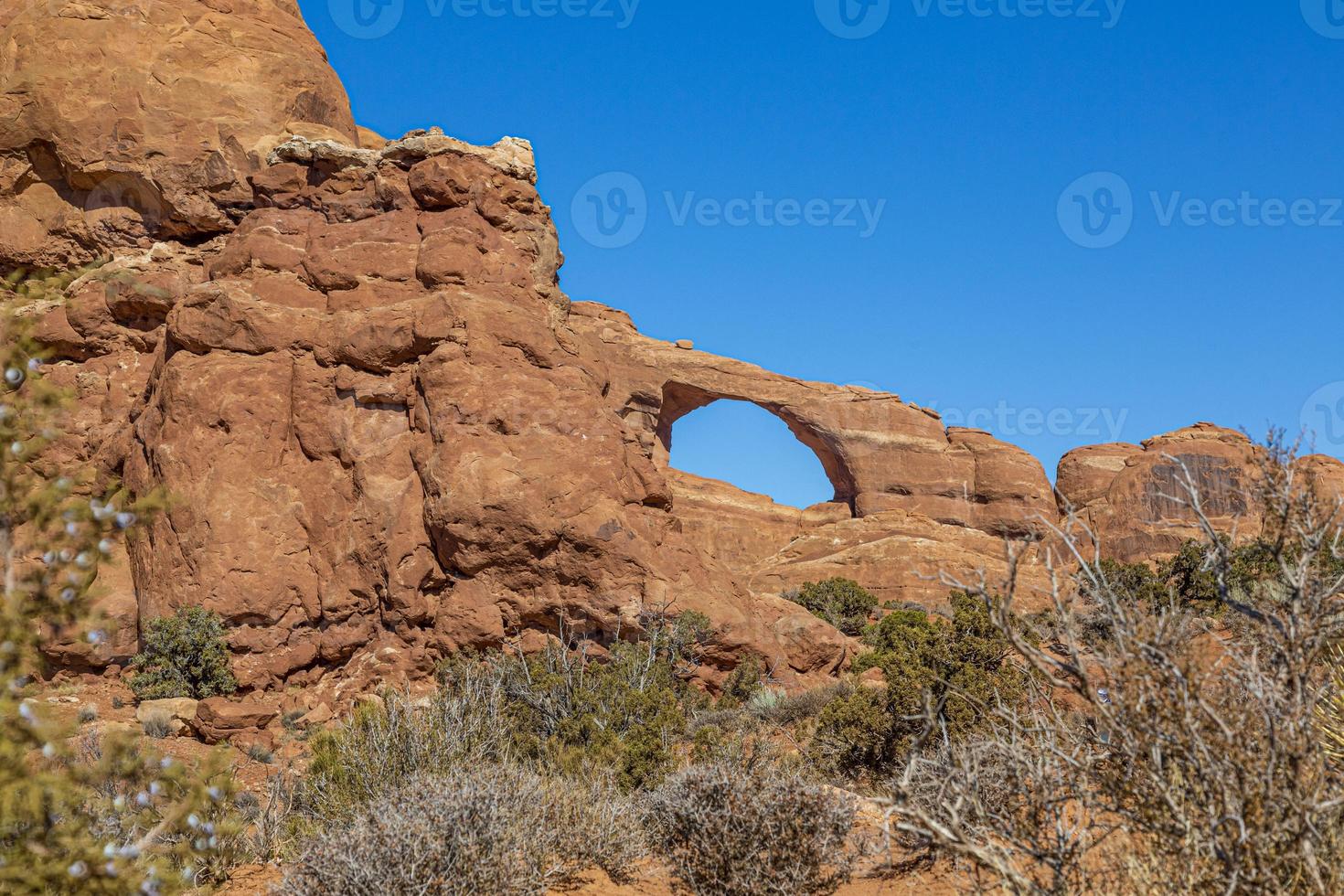View on Skyline Arch in the Arches National Park in Utah in winter photo