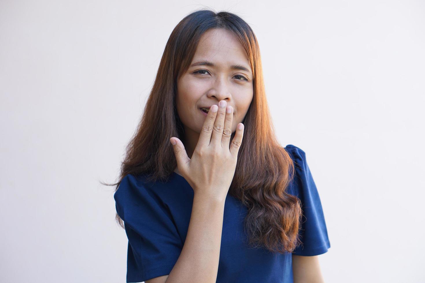 Asian woman tourists smile happily photo