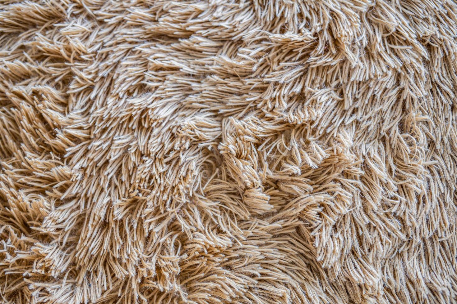 Brown wool with yellow and brown top texture background, light natural sheep wool, beige seamless cotton, texture of fluffy fur for designers, close-up fragment beige wool carpet photo