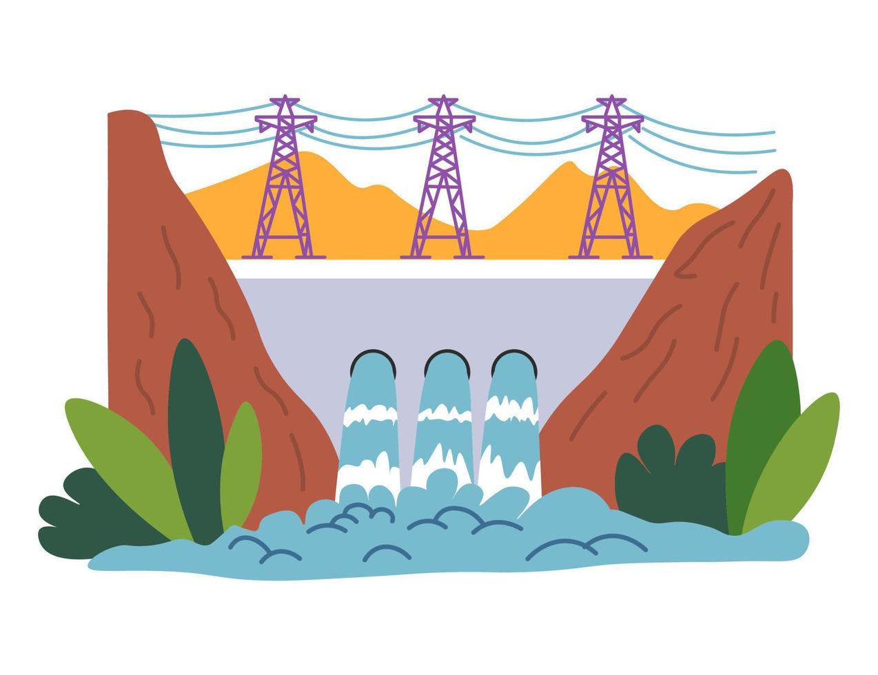 Geothermal energy, dam power of flowering water vector