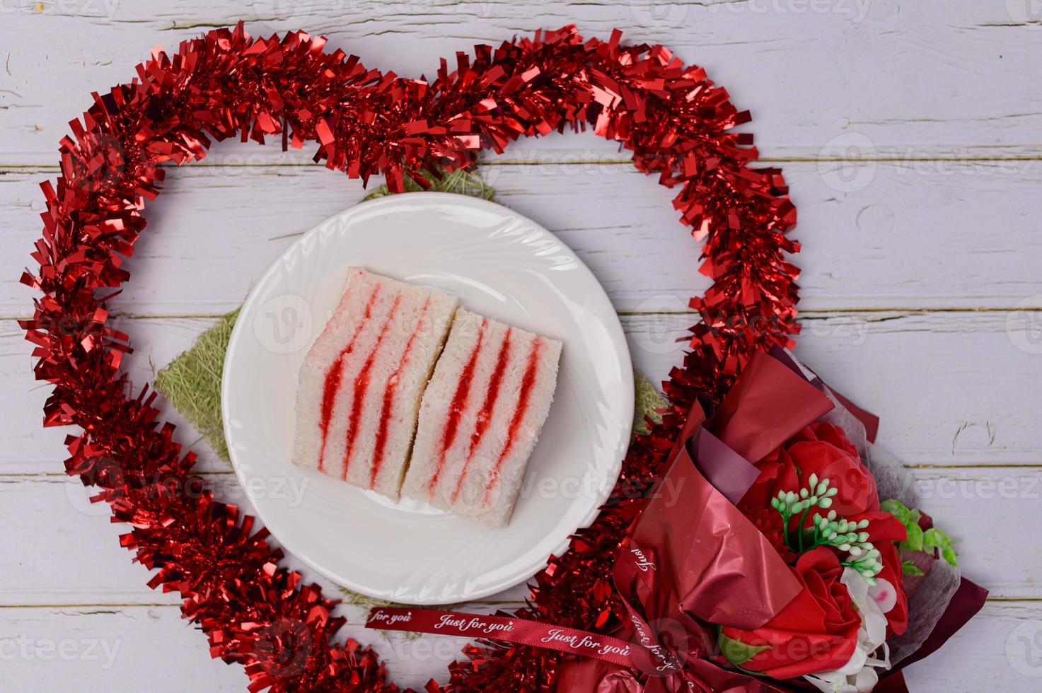 Sandwich with strawberry jam photo