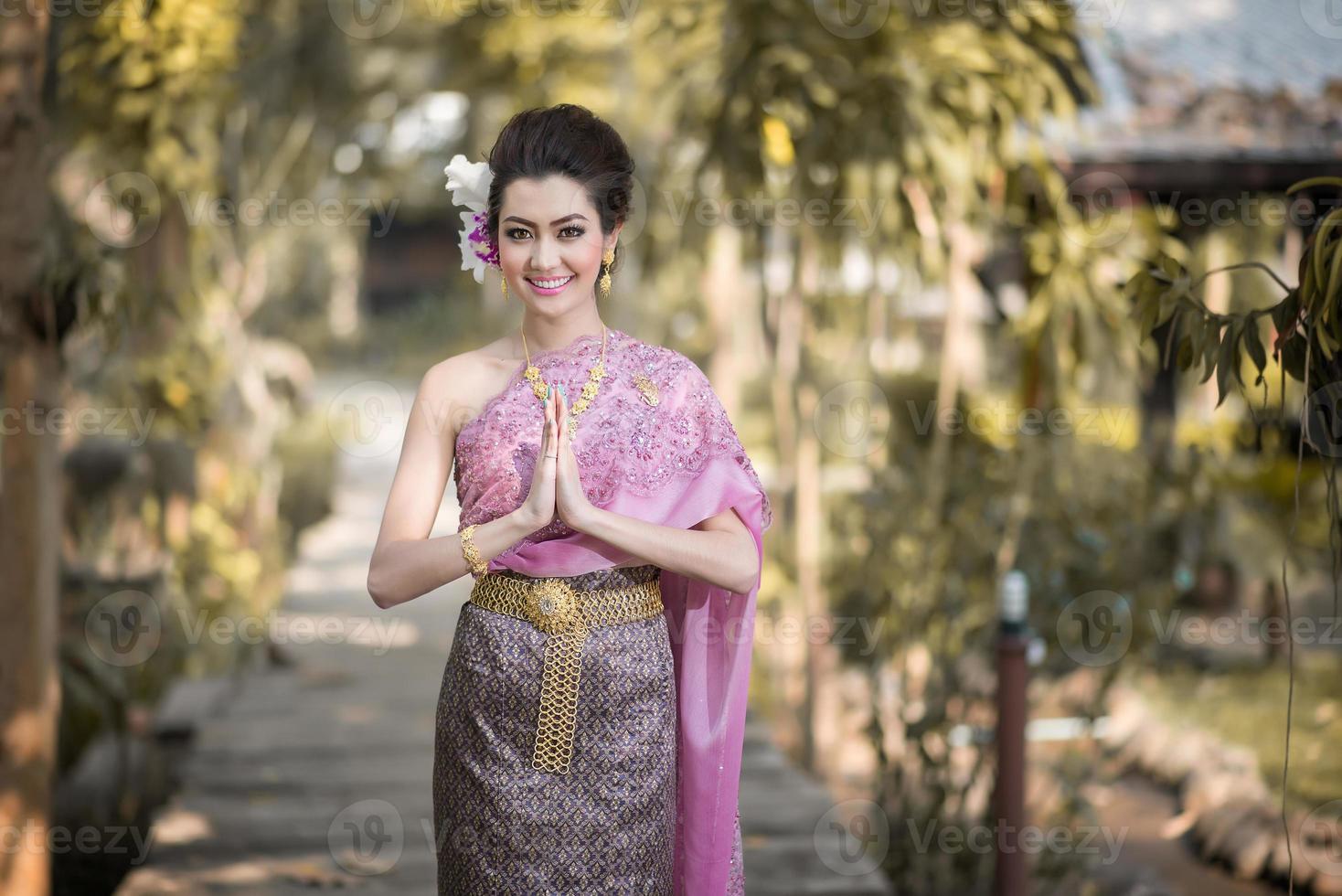 Beautiful Thai girl in Thai traditional costume photo