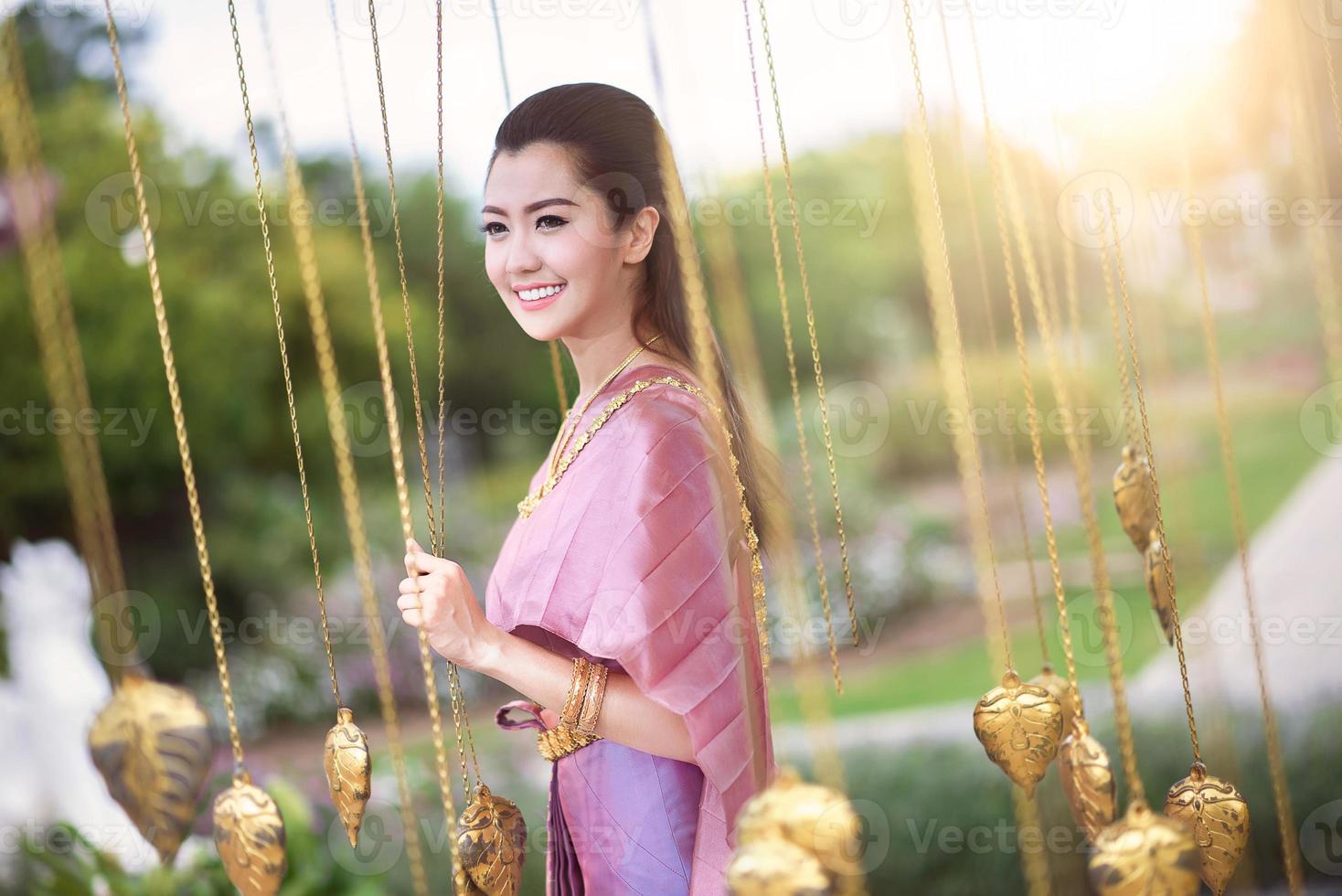 Beautiful Thai girl in Thai traditional costume photo