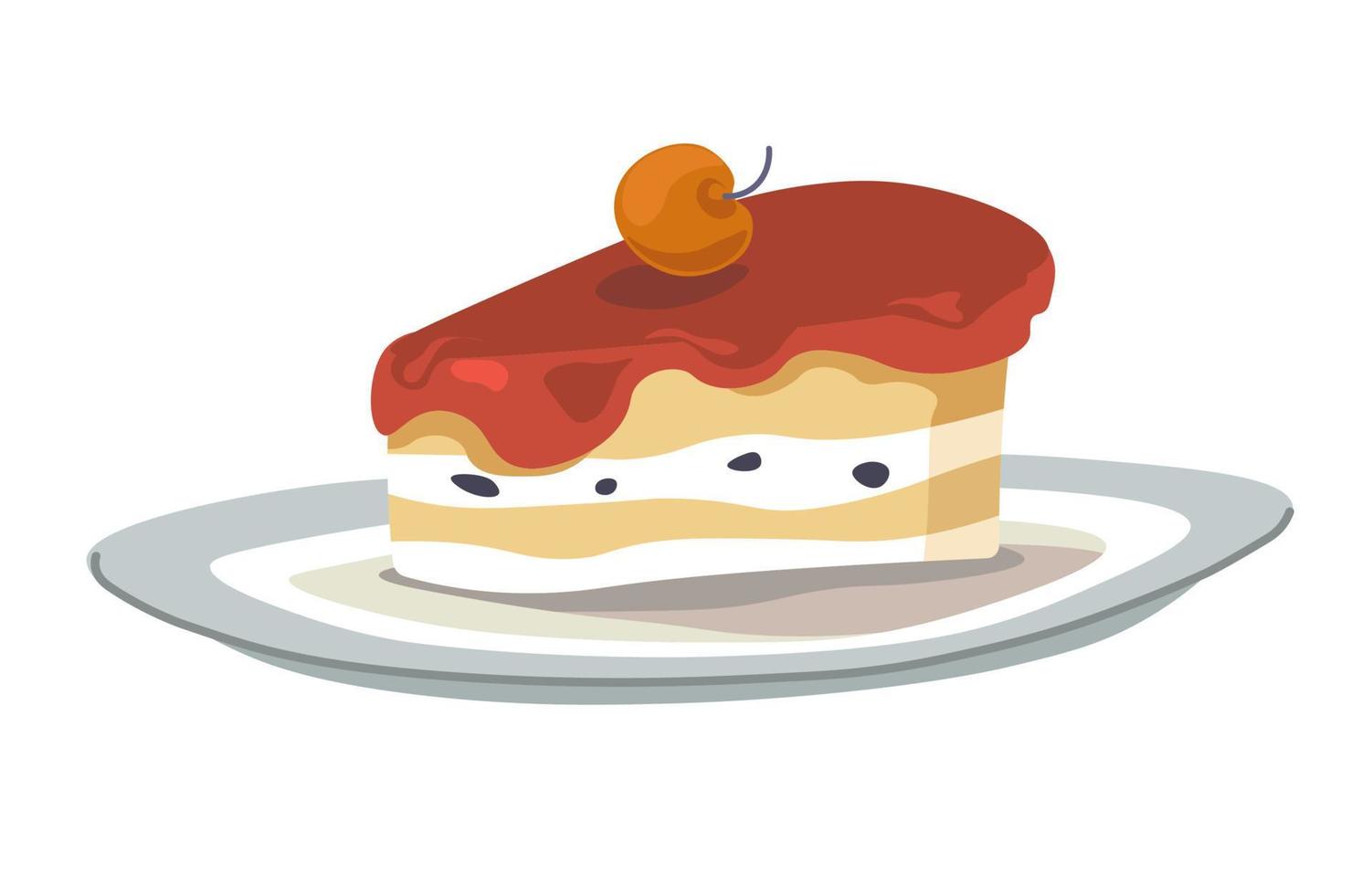 pastel con crema y pastel de cerezas del restaurante vector