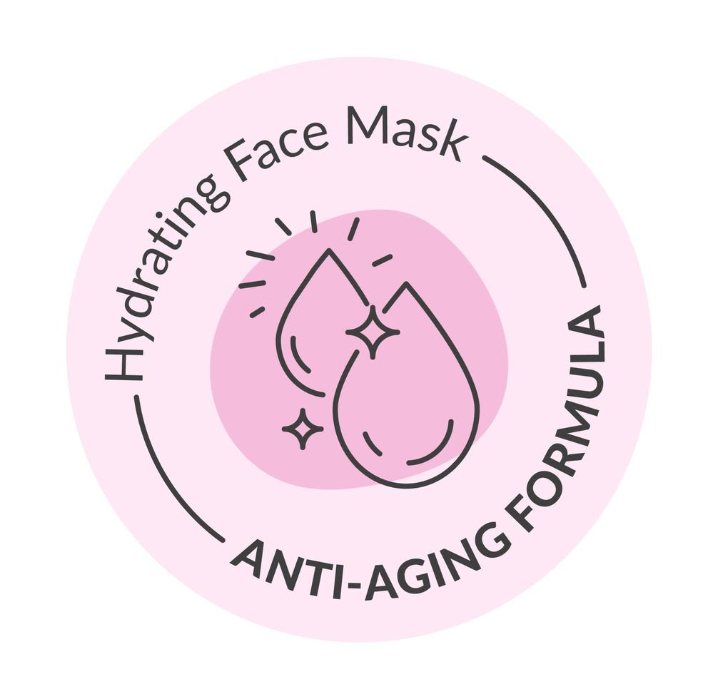 Hydrating face mask, anti aging formula label vector