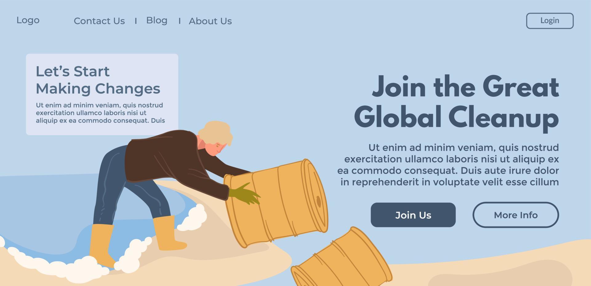 Join great global cleanup, volunteering website vector
