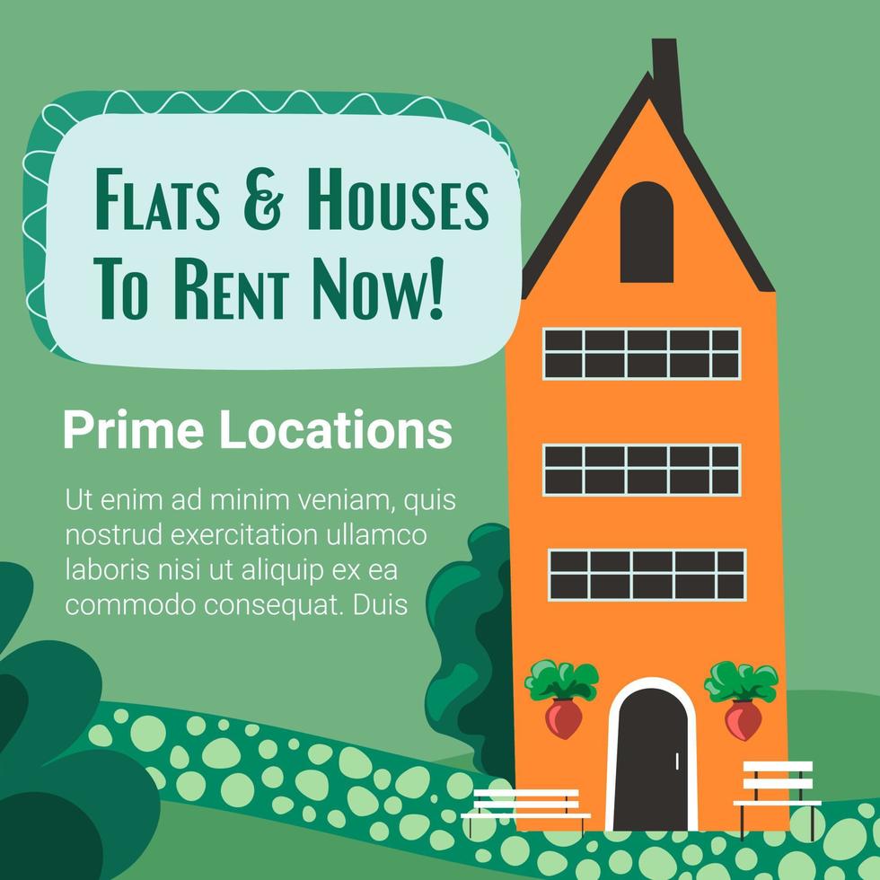 Flats and houses to rent now, prime locations vector