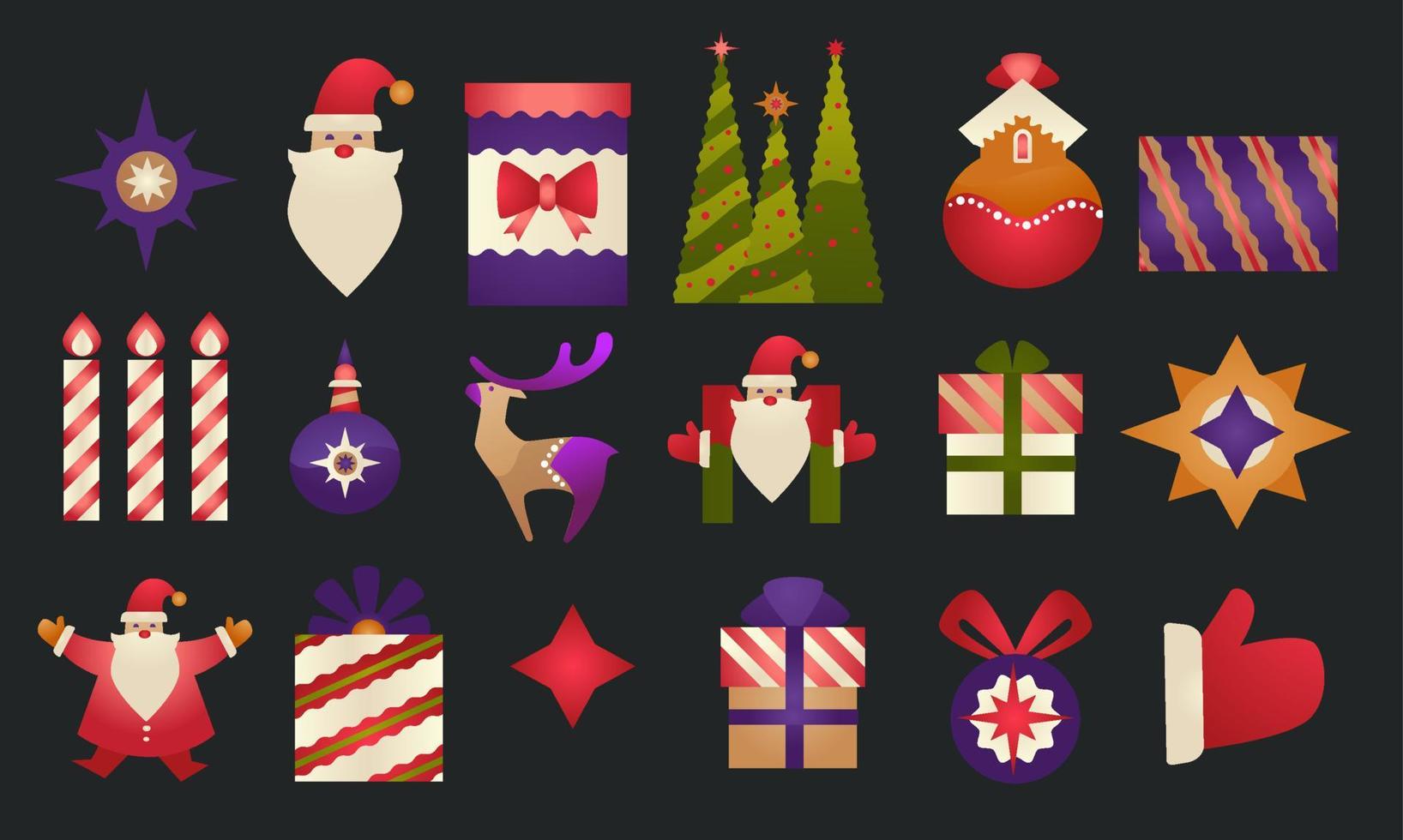 Xmas holiday signs and symbols of Christmas icons vector