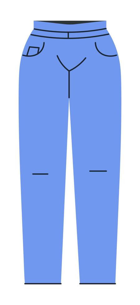 Clothing for ladies, denim jeans or textile pants vector